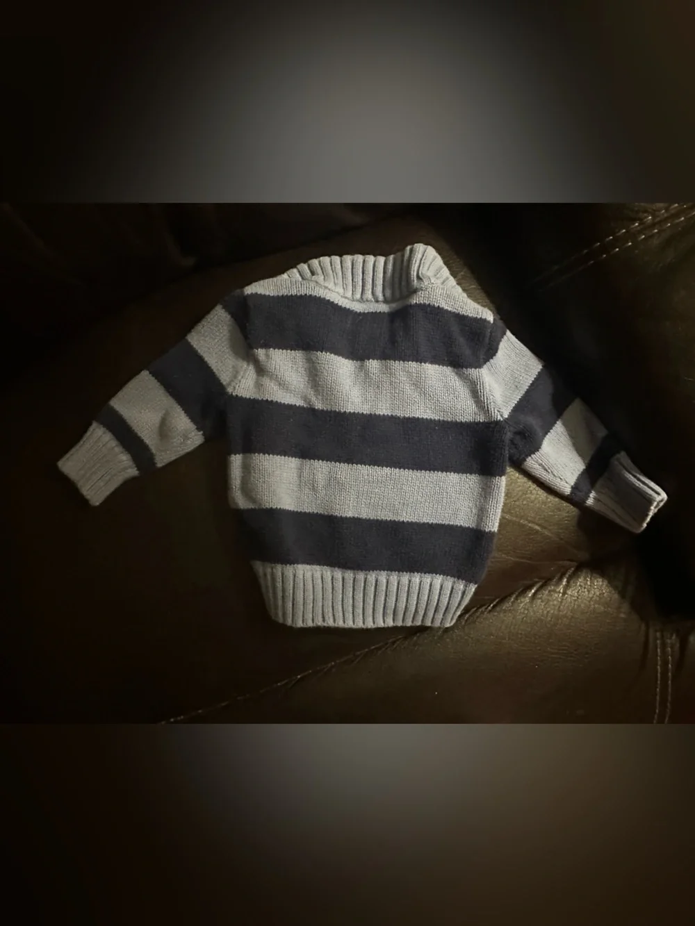 Ralph Lauren Navy and Light Gray Striped Knit Pullover
